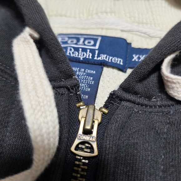 Polo Ralph Lauren XXL Distressed Paint Splatter Zip Hoodie Thermal Lined - Picture 8 of 16